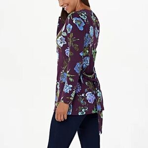 Denim & Co. Regular Printed Jersey Round Neck Tunic with Tie Waist